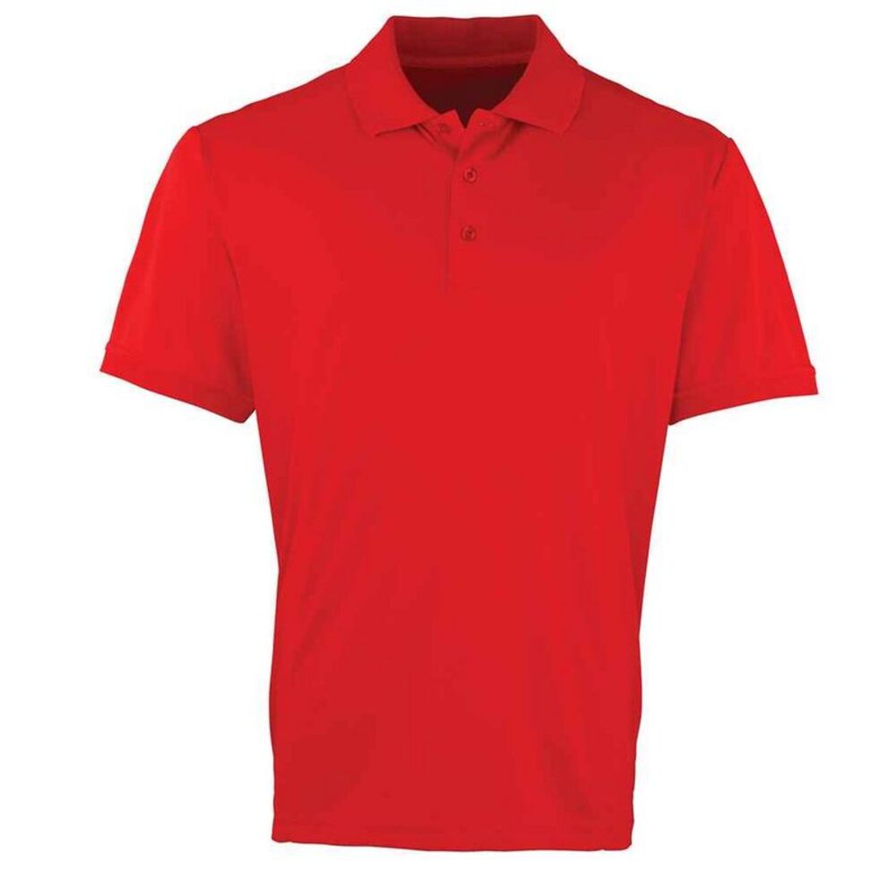 Premier Mens Coolchecker Pique Polo Shirt / Red